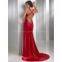 High quality light satin material beaded lady formal evenig dress custom made