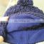 Hot sell navy blue hand made knitted with polar fleece sweatband