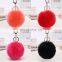 Popular handmade artificial fur pompon keychain much color fluffy ball bag hang promotion gift