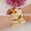 Fashion Women's Female Wide Wave Alloy Bangle Golden Open Hand Cuff Silver-Tone Interweaved Bracelet