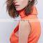 Turtle Neck Solid Plain Asymmetric Hem Tight Slim Garba Dress Orange NT6770