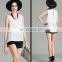 T-WT017 Women Solid Color CF Pocket Width Sexy Ladies Woven T-shirt