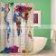 i@home Printed water color painting world map waterproof shower curtain bathroom