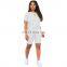 Wholesale custom logo 2 piece biker shorts and crop top matching set women