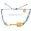 fashion gray string cross bracelet connected gold ring for girl