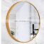 Round decorative mirror with metal frame black white and golden frame