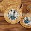 New Design Beautiful Rattan Coasters with holder Ceramic Pattern Centerpiece Cheapest Wholesale in Bulk