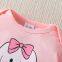 3pcs Newborn Baby's Solid Color/Cartoon Bowknot Dog Print Long Sleeve Footie, Toddler & Infant Girl's Comfy Footed Romper For Spring Fall