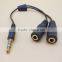 3.5mm 1 input to 2 output male to femail "Splitter Audio Cable"