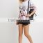 Women Ombre Floral Print Athletic Pullover with Curved Hemline