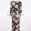 floral printed women dress long sleeves women dress OEM service