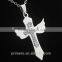 New Fashion Men's Women's Charm Stainless Steel Angel Wings Cross Pendant Necklace