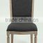 Classic French style Solid OAK Carved Black Linen Dining chair/restaurant chair(CH-809-OAK)