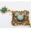 Ethnic gold jewellery square charm pearl drop metal tassel necklace
