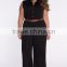 Graceful Plus Formal Ladies Black Belted Wide Leg Jumpsuit LC60932-2