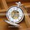 2016 new fashion silver smooth two surface mechanical pocket watch gold skeleton automatic watch