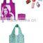 Colorful wholesale folding recycled polyester shopping bags in pouch