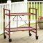 Red Metal Collapsible Serving Cart 2 Tier Shelves Mobile Utility Kitchen Island