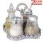 4pcs Glass Salt & Pepper Cruet With Stainless Steel Stand Condiment Set