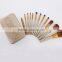 Professional naked 3 brush wooden handle cosmetic brush set