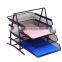 4 Layers Black Office Desk Metal Mesh File Rack