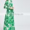 Guangzhou Wholesale Clothing OEM Palm Leaf Print Chiffon Fashion&Beach Dress With Belte
