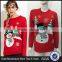 Stock Women Christmas Longline Crewneck Red Knitwear Sweatshirt Knitted Top Long Sleeve Wholesale Bulk
