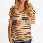 Fashion Ruched Sides Classic Striped Cap Sleeve Maternity Clothes 2016