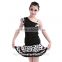 Children Polka Dot Salsa Samba Tango Ballroom Latin Skirts Suit Girls Kids Unequal Dew Shoulder Latin Dance Dress