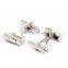Crystal Inlaid Cylinder Fashion Brand Silver Cufflinks for Mens