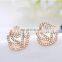 Christmas Gift Pearl Rose Flower Beads Crystal Vintage women Earrings Style Cute Sweet Stud Earrings Fashion Fine Jewelry