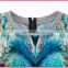 stitched design watercolor printed chiffon blouse with back zipper