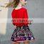 spring autumn new fashion clothes print short skirt with plain pullover two piece set outfit for women