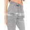Custom fashion style black check paper bag trousers casual pants for women