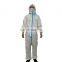 EN14126 Isolation Medical Protective Disposable Protection CAT III PPE Type 3b 4b 5b 6b Microporous White  Work Suit Coveralls