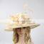Wholesale Wide Brim Hat Flower With Feather Church Philippine Sinamay Hat Quality Choice