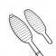 BBQ Fish Grill Basket Chrome plated BBQ Barbecue Grill Accessories Mesh Wire Fish Basket with wood handle
