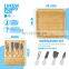 Unique Bamboo Cheese Board Charcuterie Platter Serving Tray With 4 Stainless Steel Knife