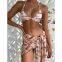 Ladies Women Printed Sexy Swimsuit Bikini Swimwear with Skirt Cover-Up