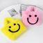 020Wholesale fashion faux fur bags Smile face tote bags Plush bags large space