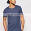 2016 Spring Short Sleeve Navy Tight Skinny Muscle Fit Longline Mens Curved Hem T-Shirt