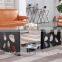 LIving room RB-1307 Modern black stoving varnish rectangular tempered glass coffee table with stainless steel tea table