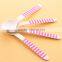 7color Biodegradable Stripe Wooden Spoon Mini Cake spoon For Beads