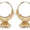 Indian Traditional Gold Tone White Pearl Jhumka Earrings