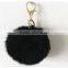 Genuine Rabbit Fur Keychain,Black Keychain,Fur Pom Pom