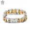 2016 new design gold plated stainless steel biker bracelet,mens biker bracelet