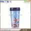 Custom Double Wall Plastic Coffee Mug With Color Paper Inserted