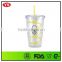 Customized any color bpa free double wall tumbler with swirly straw and screw lid