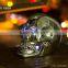 Silver Plastic Halloween Skull Head With LED Light