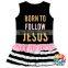 Girls 100% Cotton Clothes Wholesale Alphabet With Frill Striped Girl Shirt Pants Set